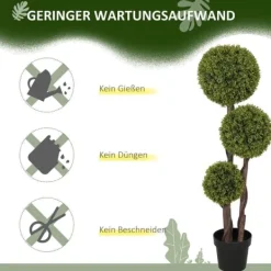 New Kunstig buksbom 115 cm med potte, dekorativ plante til hjem, kontor & have Krukkeplanter Indendørs