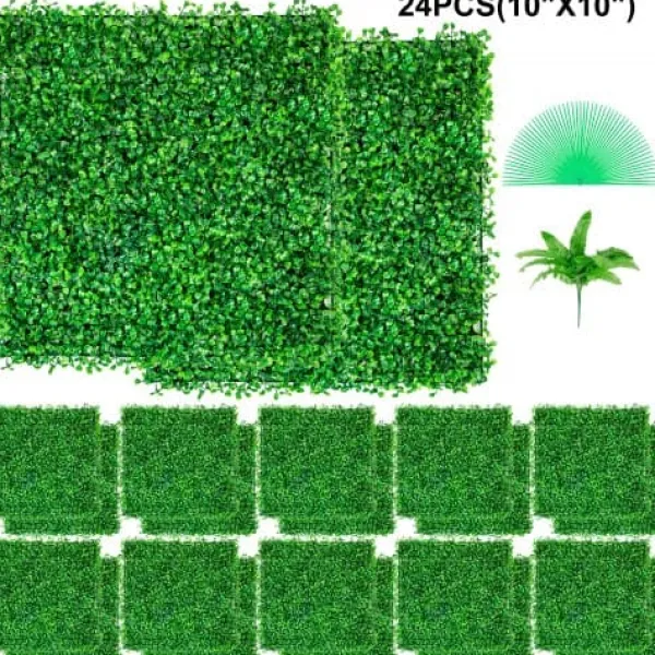 Hot Kunstig buksbomplade, 25x25x4 cm, Grøn, PE-materiale Havedekorationer