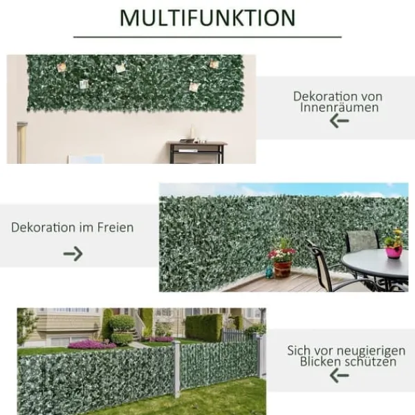 Havedekorationer^Kunstig hæk 300x150 cm, mørkegrøn, afskærmning til have & balkon