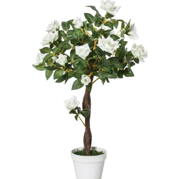 Krukkeplanter Indendørs^Kunstig rosenbusk 90 cm med potte, til hjem, kontor & have