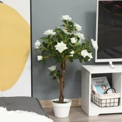 Krukkeplanter Indendørs^Kunstig rosenbusk 90 cm med potte, til hjem, kontor & have