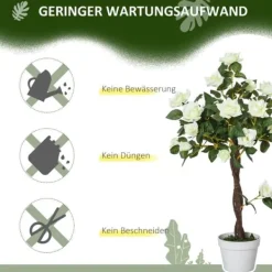 Krukkeplanter Indendørs^Kunstig rosenbusk 90 cm med potte, til hjem, kontor & have