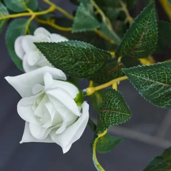 Krukkeplanter Indendørs^Kunstig rosenbusk 90 cm med potte, til hjem, kontor & have