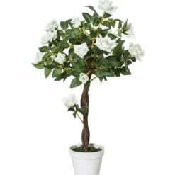 Kunstig rosenbusk 90 cm med potte, til hjem, kontor & have Blomster