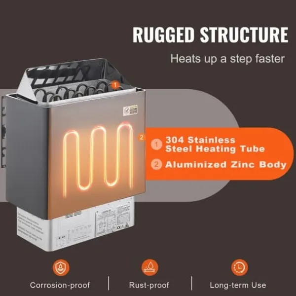 Sauna^6KW Elektrisk Saunavarmer, Digital Controller, Ideel til 5-9 m³ Home Spa, effektiv opvarmning, energieffektivisering