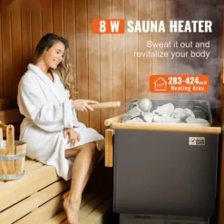 Best 8KW Elektrisk Saunavarmer, Digital Controller, Til 8-12 m³, Ideel til hjemme spa, Effektiv og energieffektiv varmeenhed Sauna