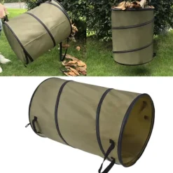 Havekurve^113L hopfällbar papperskorg 30 gallon återvinning stor lövsoppåse med handtag för trädgårdscamping