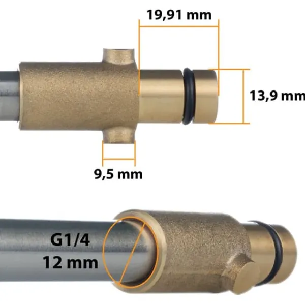 Havemaskiner^Lanse/adapter (1/4QRC-Gerni) Bajonet til tilslutning af tilbehør med 1/4" lynkobling til Nilfisk/Gerni/Husqvarna/Sthil-serien