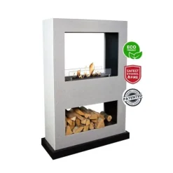 Pejse^Lasize BB bio-ethanol tunnelpejs - Betonlook - Pejs med hjul - 3 KW varme