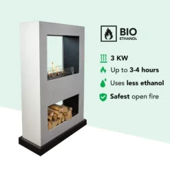 Pejse^Lasize BB bio-ethanol tunnelpejs - Betonlook - Pejs med hjul - 3 KW varme