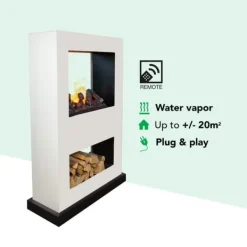 Discount Lasize BW Elektrisk gennemsigtig pejs - Hvid elektrisk dekorativ komfur - Opti-Myst Cassette 600 Vanddampovn - Tunnelovn - Åben komfur med hjul - Fjer | CDON Pejse