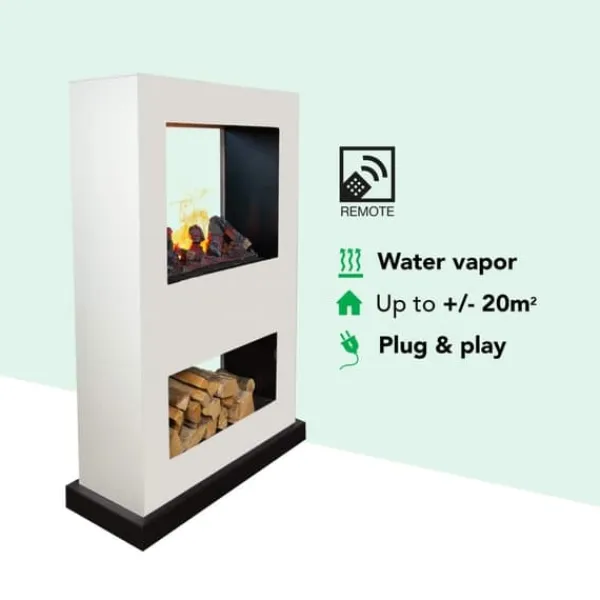 Discount Lasize BW Elektrisk gennemsigtig pejs - Hvid elektrisk dekorativ komfur - Opti-Myst Cassette 600 Vanddampovn - Tunnelovn - Åben komfur med hjul - Fjer | CDON Pejse