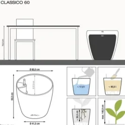 Krukker & Plantebeholdere^LECHUZA Classico Premium 60 blomkruka - komplett set, blank taupe