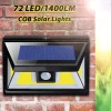 Clearance 72LED COB LED Solar Light PIR Bevægelsessensor Sikkerhed Væglampe Vandtæt til hjemmet Udendørs Pathway Patio Garage(72 LED) Sikkerhedslamper