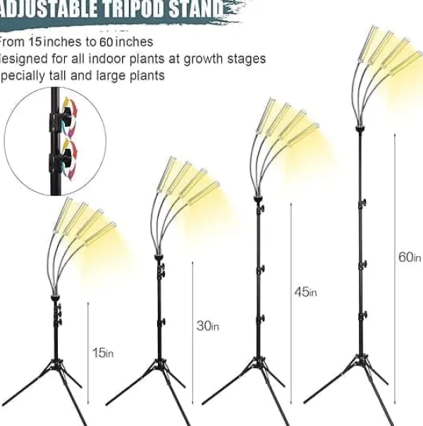 Kit Til Plante- & Urtedyrkning^LED indendørs vækstlys – 420 fuldspektrede LED'er med justerbart stativ 40-160 cm, gulvlampe til dyrkningsplanter