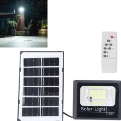 New 100LED Outdoor Solar Flood Light IP67 Vattentät Solar Vägglampa Fjärrkontroll Gatulampa för trädgård 40W Flag & Vindposer