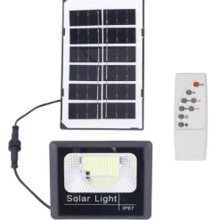 New 100LED Outdoor Solar Flood Light IP67 Vattentät Solar Vägglampa Fjärrkontroll Gatulampa för trädgård 40W Flag & Vindposer