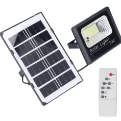 New 100LED Outdoor Solar Flood Light IP67 Vattentät Solar Vägglampa Fjärrkontroll Gatulampa för trädgård 40W Flag & Vindposer
