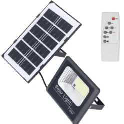 New 100LED Outdoor Solar Flood Light IP67 Vattentät Solar Vägglampa Fjärrkontroll Gatulampa för trädgård 40W Flag & Vindposer