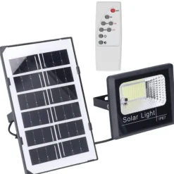 New 100LED Outdoor Solar Flood Light IP67 Vattentät Solar Vägglampa Fjärrkontroll Gatulampa för trädgård 40W Flag & Vindposer