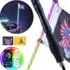 Online LED Piskelygte med Spiral Antenne 1 stk 3FT RGB, Fjernbetjening via App. Flag & Vindposer