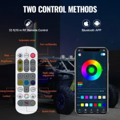Online LED Piskelygte med Spiral Antenne 1 stk 3FT RGB, Fjernbetjening via App. Flag & Vindposer