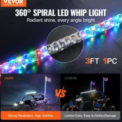 Outlet LED piskelys, 3 ft, 31x920 mm, RGB, vandtæt, spiral, belysning Flag & Vindposer