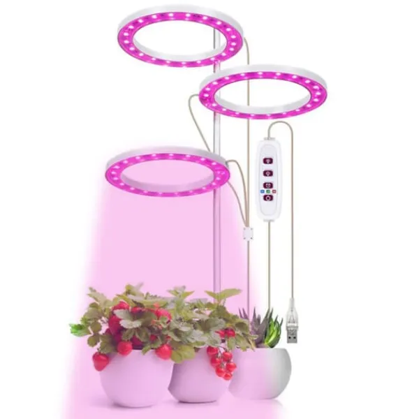 Krukkeplanter Indendørs^LED Plant Grow Light 5 dimbara lägen Timing USB LED-växtlampa för suckulenter krukväxter