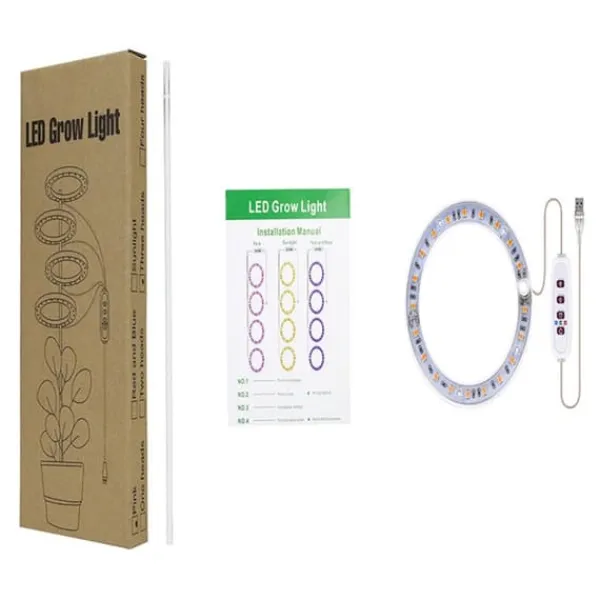 Krukkeplanter Indendørs^LED Plant Grow Light 5 dimbara lägen Timing USB LED-växtlampa för suckulenter krukväxter