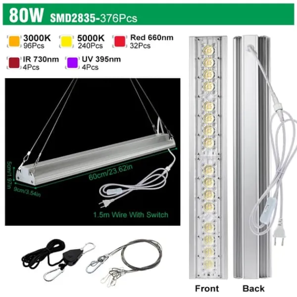 Kit Til Plante- & Urtedyrkning^LED Plante Lampe, Fuldspektret Lys, Energi Effektivt Design,80W