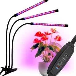 Outlet LED plantevækstlampe 60 dioder TIMER 24 W til hjemmedyrkning uden netadapter Kit Til Plante- & Urtedyrkning