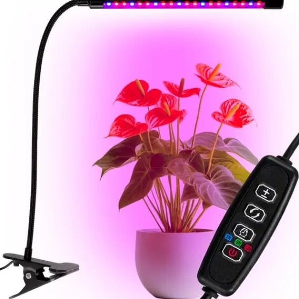 Krukkeplanter Indendørs^LED plantevækstlampe 20 dioder TIMER 9W hjemmedyrkning med netadapter