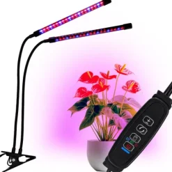 Krukkeplanter Indendørs^LED plantevækstlampe 40 dioder TIMER 15W hjemmedyrkning med netadapter