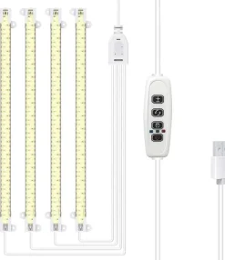 Kit Til Plante- & Urtedyrkning^LED plantevækstlys - Fuldspektret LED-lys med timerfunktion til indendørs dyrkning, 4 stk. LED-strips, 33 cm