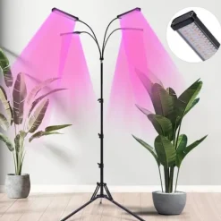 Best LED Plantevækstlys - Vækstlampe til Indendørs Planter - Fuldspektrum - 4 Hoveder med Klemstativ - 420 LED - 30 W - 10 Lysniveauer & 3 Timer - EU-stik | CDON Krukkeplanter Indendørs