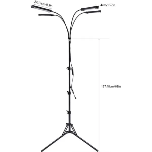 Best LED Plantevækstlys - Vækstlampe til Indendørs Planter - Fuldspektrum - 4 Hoveder med Klemstativ - 420 LED - 30 W - 10 Lysniveauer & 3 Timer - EU-stik | CDON Krukkeplanter Indendørs