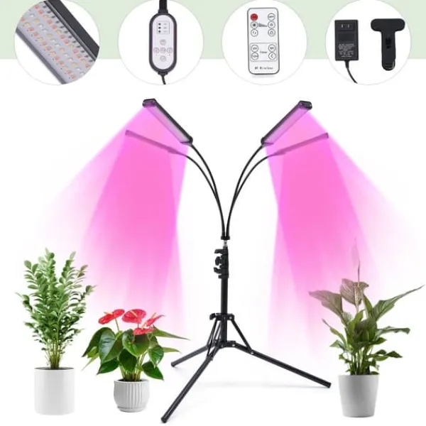 Best LED Plantevækstlys - Vækstlampe til Indendørs Planter - Fuldspektrum - 4 Hoveder med Klemstativ - 420 LED - 30 W - 10 Lysniveauer & 3 Timer - EU-stik | CDON Krukkeplanter Indendørs
