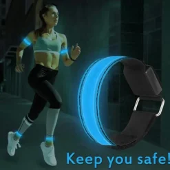 Sikkerhedslamper^LED reflekterende armbånd - 4-pak - USB genopladelige - justerbare sikkerhedslys til udendørsaktiviteter