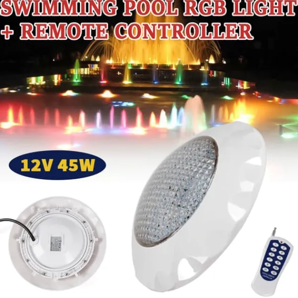 New LED Svømmebassinlys, 45W RGB Farver, Vandtæt IP68,41-50V Pool- & Spatilbehør