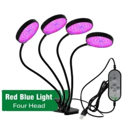 Kit Til Plante- & Urtedyrkning^LED Vækstlys, Fuld Spektrum Kontrol, Solagtig Phyto Lampe, TypeA 4 hoveder