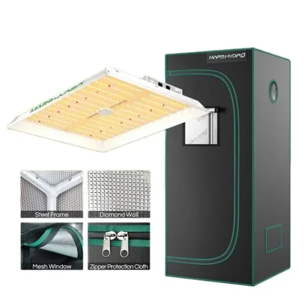 Discount LED Vækstlys, Fuld Spektrum, Dæmpbar, Indendørs Plantevækst, TS1000 - 70x70telt Kit Til Plante- & Urtedyrkning