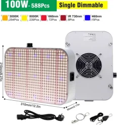 Discount LED Vækstlys, Fuldspektrum, Dæmpbar,100W Kit Til Plante- & Urtedyrkning