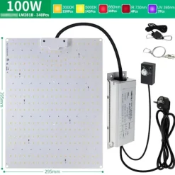 Online LED Vækstlys, Fuldspektrum, Phyto Vækstlampe,100W Kit Til Plante- & Urtedyrkning