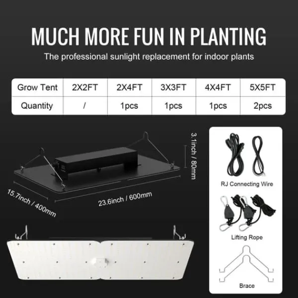 Hot LED Vækstlys, Fuldt Spektrum, Justerbar Lysstyrke,300W Kit Til Plante- & Urtedyrkning