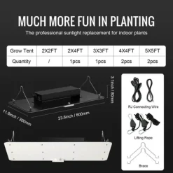 Hot LED Vækstlys, Fuldt Spektrum, Justerbar Lysstyrke,200W Kit Til Plante- & Urtedyrkning