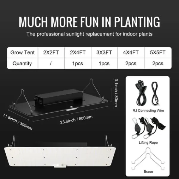 Hot LED Vækstlys, Fuldt Spektrum, Justerbar Lysstyrke,200W Kit Til Plante- & Urtedyrkning