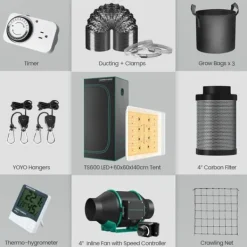Kit Til Plante- & Urtedyrkning^LED Vækstlys, Fuldt Spektrum, Energi Effektiv,TS 600 Vækstsæt