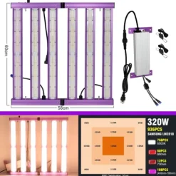 Kit Til Plante- & Urtedyrkning^LED Vækstlys, Høj PPFD 240W/320W/480W, Dæmpbar med LM281B Chip,320W