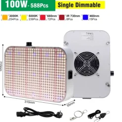 LED Vækstlys, Høj-Effektiv Design, Alsidigt Lysespektrum,100W Kit Til Plante- & Urtedyrkning
