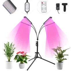 Kit Til Plante- & Urtedyrkning^LED Vækstlys, 30W Effekt, 10 Dæmpbare Niveauer, Justerbar Tripod Højde